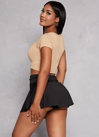 Womens Seamless Ribbed V Neck Crop Top,