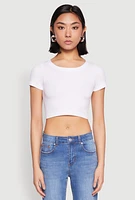Womens Seamless Short Sleeve Crop Top, White, Size M-L