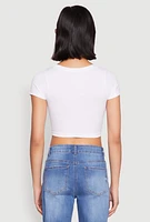 Womens Seamless Short Sleeve Crop Top, White, Size M-L
