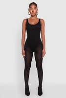 Womens Seamless Snap Button Notch Neck Bodysuit,