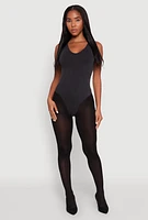 Womens Seamless Mineral Wash V Neck Thong Bodysuit,