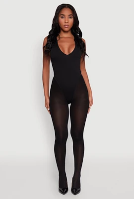 Womens Seamless V Neck Thong Bodysuit, S-M