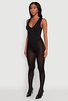 Womens Seamless V Neck Thong Bodysuit, S-M