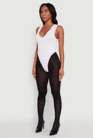 Womens Seamless V Neck Thong Bodysuit, White, Size L-XL