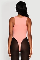 Womens Seamless V Neck Thong Bodysuit, Pink, Size S-M