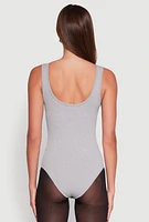 Womens Ribbed Knit Seamless Scoop Neck Sleeveless Bodysuit, S-M