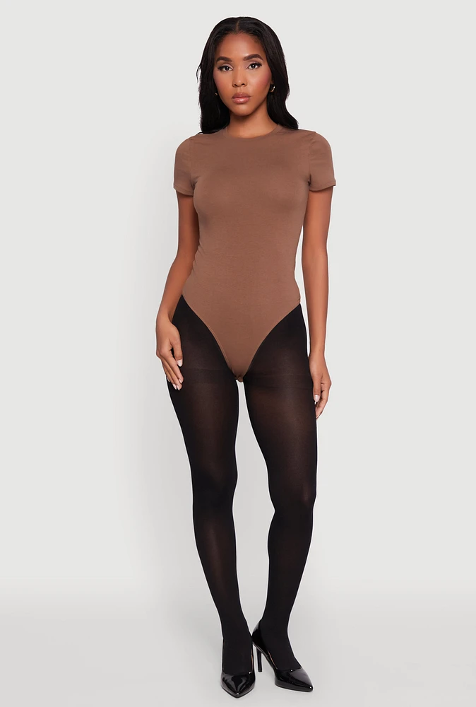 Womens Crew Neck Short Sleeve Bodysuit,