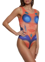 Womens Body Heat Print Tank Bodysuit, Multi, Size S