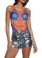 Womens Body Heat Print Tank Bodysuit, Multi, Size S