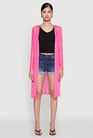 Womens Mesh Side Slit Duster, Pink, Size XL