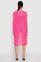 Womens Mesh Side Slit Duster, Pink, Size XL