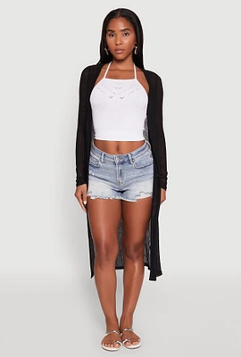 Womens Gauze Knit Long Sleeve Duster,
