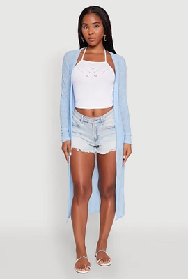 Womens Gauze Knit Long Sleeve Duster,