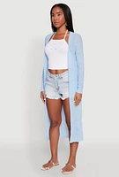 Womens Gauze Knit Long Sleeve Duster,