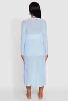 Womens Gauze Knit Long Sleeve Duster,