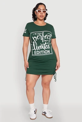 Womens Plus Size Im Not Perfect But Im Limited Edition T Shirt Dress, Green, Size 1X