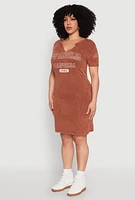 Womens Plus Size Los Angeles California 1980 T Shirt Dress, Brown, Size 1X