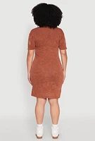 Womens Plus Size Los Angeles California 1980 T Shirt Dress, Brown, Size 1X