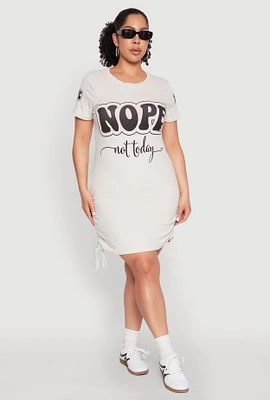 Womens Plus Size Nope Graphic T Shirt Dress, Beige, Size 1X