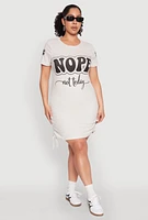 Womens Plus Size Nope Graphic T Shirt Dress, Beige, Size 1X
