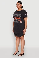 Womens Plus Size Mineral Wash Classic Motors Graphic Dress, Black, Size 2X