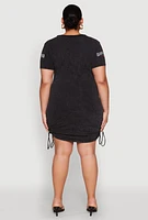Womens Plus Size Mineral Wash Classic Motors Graphic Dress, Black, Size 2X