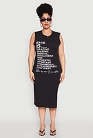 Womens Plus Size She Is Graphic Print Dress, Black, Size 1X