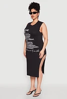 Womens Plus Size She Is Graphic Print Dress, Black, Size 1X