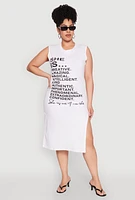 Womens Plus Size She Is Graphic Print Dress, White, Size 2X