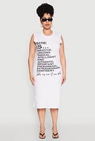 Womens Plus Size She Is Graphic Print Dress, White, Size 2X
