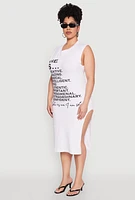 Womens Plus Size She Is Graphic Print Dress, White, Size 2X
