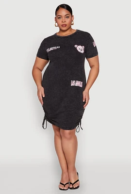 Womens Plus Size Los Angeles California Bear T Shirt Dress, Black, Size 3X