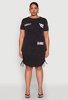 Womens Plus Size Los Angeles California Bear T Shirt Dress, Black, Size 3X