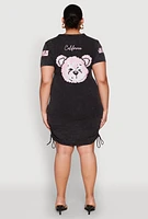 Womens Plus Size Los Angeles California Bear T Shirt Dress, Black, Size 3X