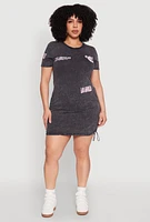 Womens Plus Size Los Angeles California Bear Graphic T Shirt Dress, Grey, Size 1X