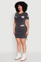 Womens Plus Size Los Angeles California Bear Graphic T Shirt Dress, Grey, Size 1X