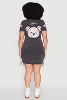 Womens Plus Size Los Angeles California Bear Graphic T Shirt Dress, Grey, Size 1X