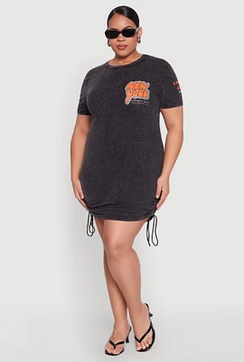 Womens Plus Size Mineral Wash New York Concrete Jungle Graphic Dress, Grey, Size 3X
