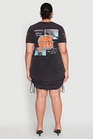 Womens Plus Size Mineral Wash New York Concrete Jungle Graphic Dress, Grey, Size 3X