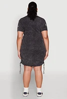 Womens Plus Be Real Not Perfect Ruched T Shirt Dress, Black,