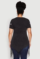 Womens Plus Size Mineral Wash Im Not Perfect But Im Original Fringe Dress, Black, Size 1X