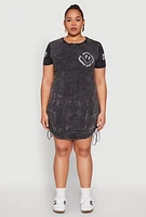 Womens Plus Size Mineral Wash Good Things Are Coming Dress, Grey, Size 1X