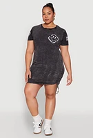 Womens Plus Size Mineral Wash Good Things Are Coming Dress, Grey, Size 1X