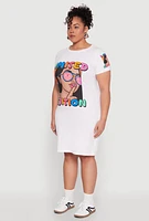 Womens Plus Size Limited Edition Graphic T Shirt Dress, White, Size 2X