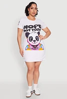 Womens Plus Size Nope Not Today Graphic T Shirt Dress, White, Size 2X