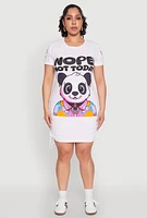 Womens Plus Size Nope Not Today Graphic T Shirt Dress, White, Size 1X