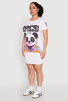 Womens Plus Size Nope Not Today Graphic T Shirt Dress, White, Size 2X