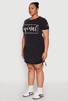 Womens Plus Size Mineral Wash Im Not Perfect But Im Original Dress, Black, Size 1X