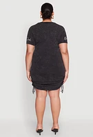 Womens Plus Mineral Wash Be Real Not Perfect Dress, Black,