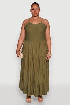 Womens Plus Cami Tiered Maxi Sundress,